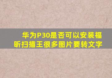 华为P30是否可以安装福昕扫描王,很多图片要转文字。