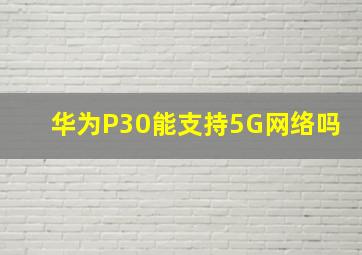 华为P30能支持5G网络吗
