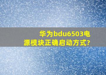 华为bdu6503电源模块正确启动方式?