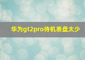 华为gt2pro待机表盘太少