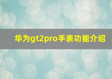 华为gt2pro手表功能介绍