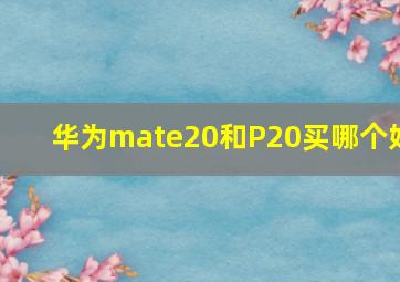 华为mate20和P20买哪个好