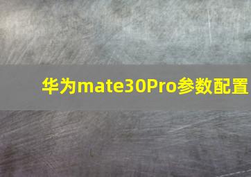 华为mate30Pro参数配置