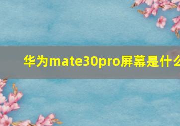 华为mate30pro屏幕是什么