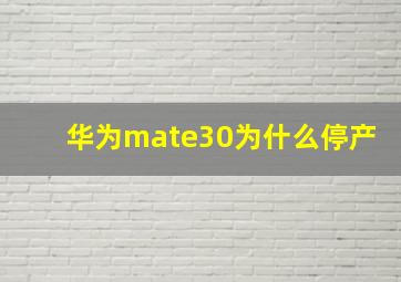 华为mate30为什么停产