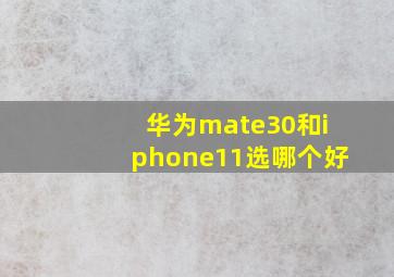 华为mate30和iphone11选哪个好