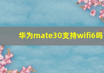 华为mate30支持wifi6吗