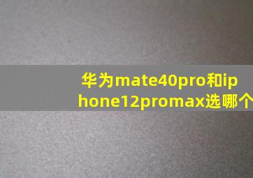 华为mate40pro和iphone12promax选哪个