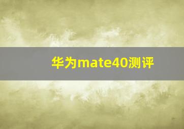 华为mate40测评