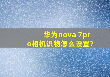 华为nova 7pro相机识物怎么设置?