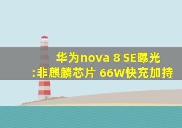 华为nova 8 SE曝光:非麒麟芯片 66W快充加持