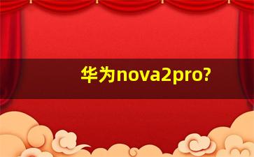 华为nova2pro?