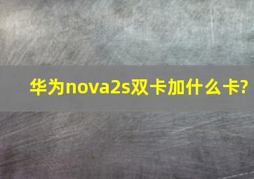 华为nova2s双卡加什么卡?