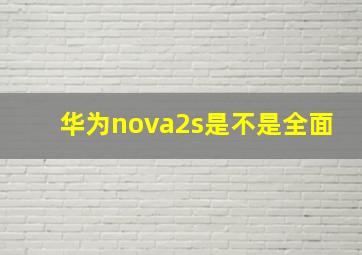 华为nova2s是不是全面