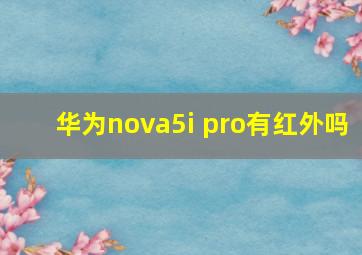 华为nova5i pro有红外吗