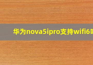 华为nova5ipro支持wifi6吗