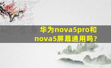 华为nova5pro和nova5屏幕通用吗?
