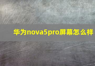 华为nova5pro屏幕怎么样