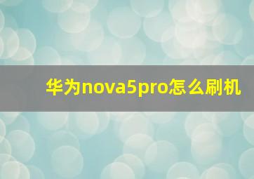 华为nova5pro怎么刷机