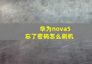华为nova5忘了密码怎么刷机(