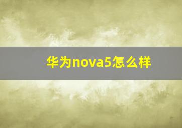 华为nova5怎么样