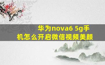 华为nova6 5g手机怎么开启微信视频美颜