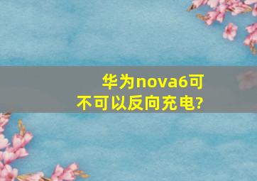 华为nova6可不可以反向充电?