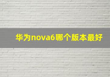 华为nova6哪个版本最好(