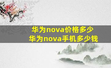 华为nova价格多少 华为nova手机多少钱