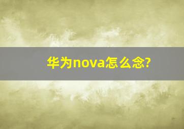 华为nova怎么念?