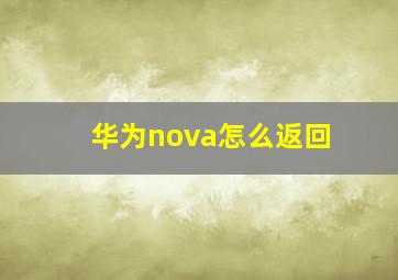 华为nova怎么返回