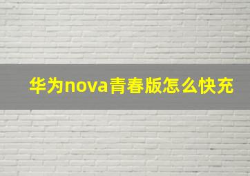 华为nova青春版怎么快充