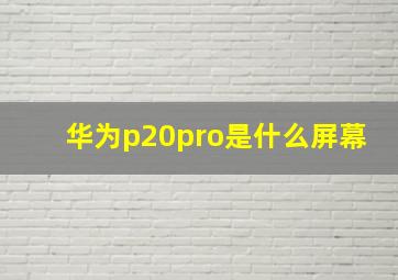 华为p20pro是什么屏幕