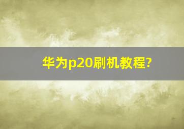 华为p20刷机教程?