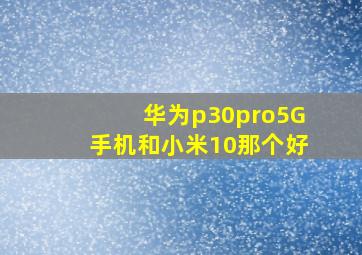 华为p30pro5G手机和小米10那个好(