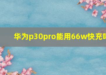 华为p30pro能用66w快充吗(
