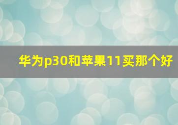 华为p30和苹果11买那个好