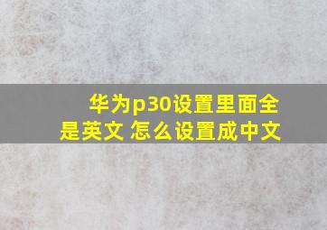 华为p30设置里面全是英文 怎么设置成中文