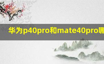 华为p40pro和mate40pro哪个好?