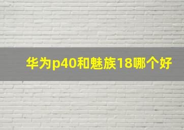 华为p40和魅族18哪个好