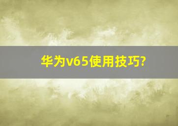 华为v65使用技巧?