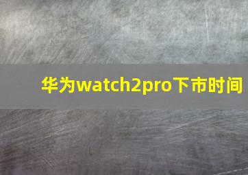 华为watch2pro下市时间