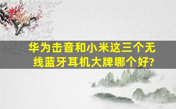 华为、击音和小米这三个无线蓝牙耳机大牌哪个好?