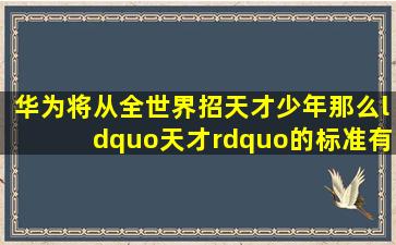 华为将从全世界招天才少年,那么“天才”的标准有哪些?