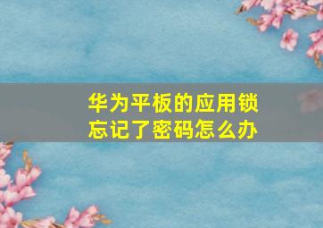 华为平板的应用锁忘记了密码怎么办