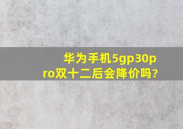 华为手机5gp30pro双十二后会降价吗?