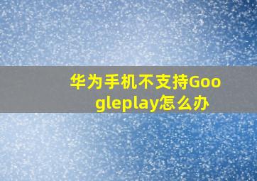 华为手机不支持Googleplay怎么办