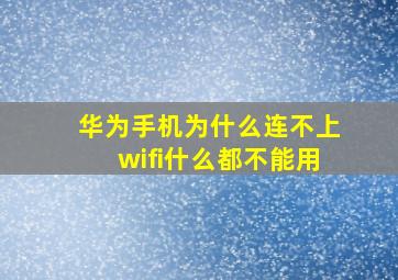 华为手机为什么连不上wifi什么都不能用