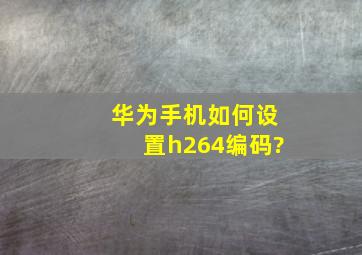 华为手机如何设置h264编码?