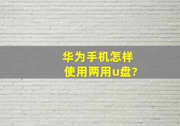 华为手机怎样使用两用u盘?